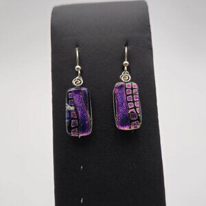 Sterling Silver Layered Style Handmade Glass Earrings A1893